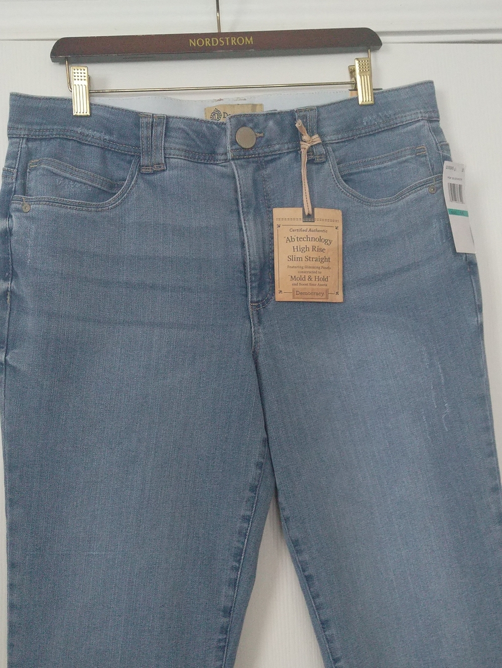 Democracy " Ab " Solution Women's High Rise Light Blue Slim Straight Jeans Sz 16
